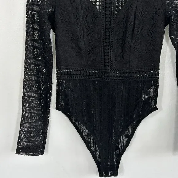 Hello Molly Not That Easy Lace Bodysuit Size Small 4 Black Goth Fairygoth Sheer - Picture 5 of 11